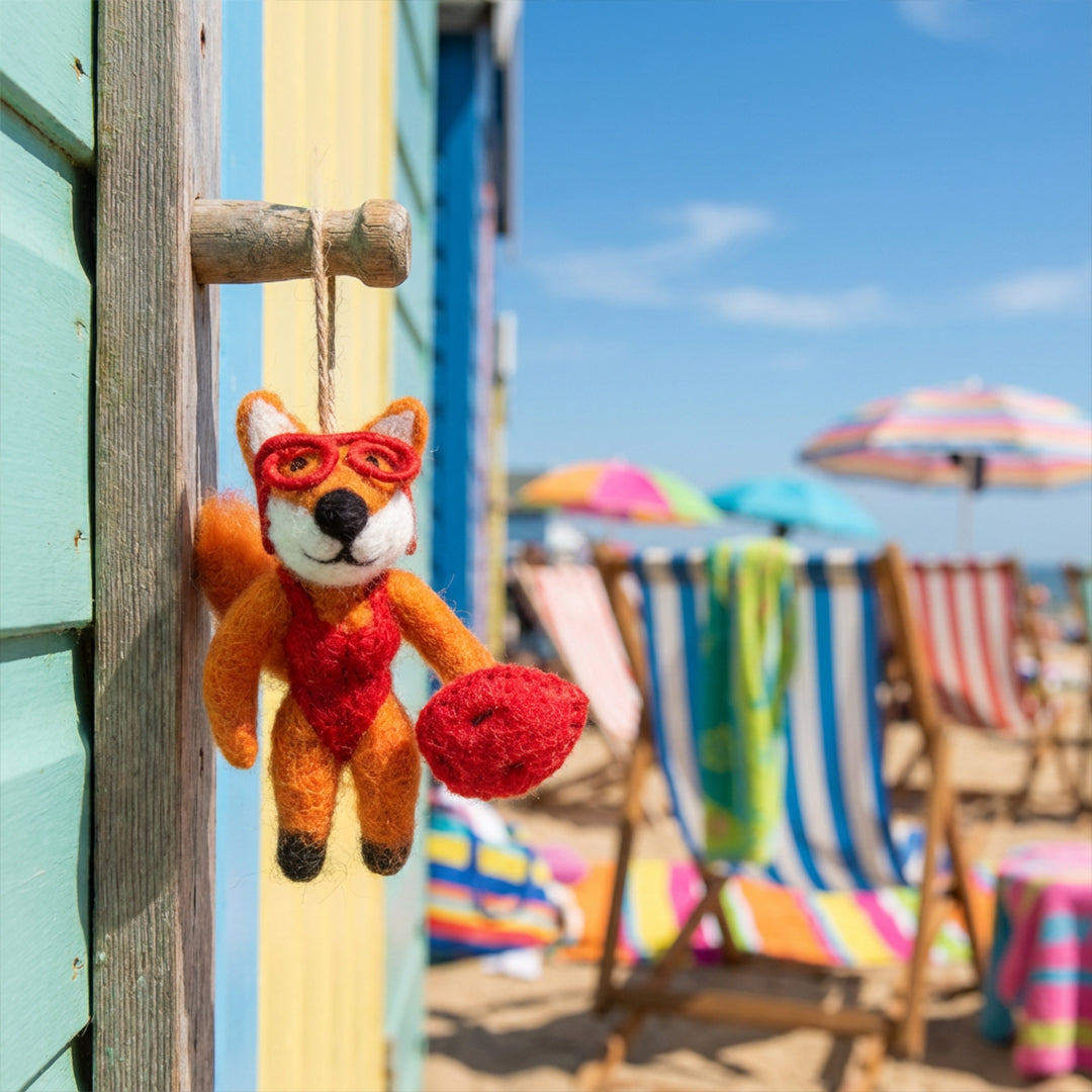 Handmade Felt Baywatch Fox Summer Hanging Decoration
