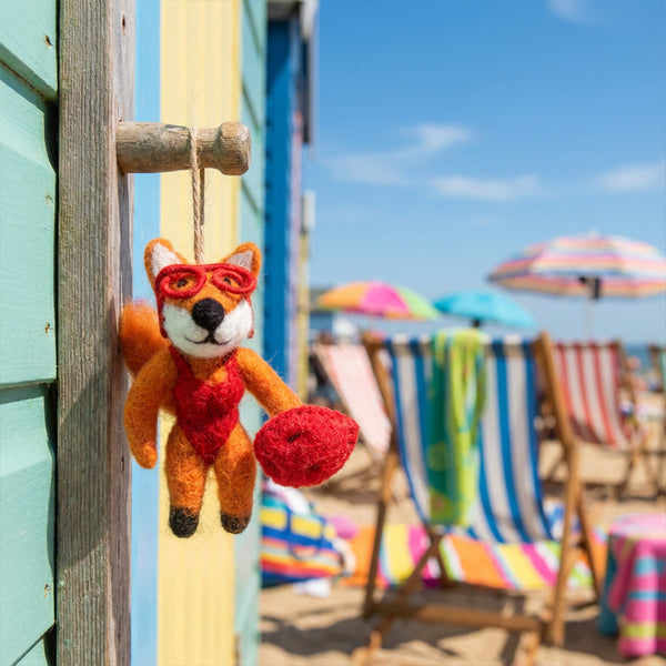 Handmade Felt Baywatch Fox Summer Hanging Decoration