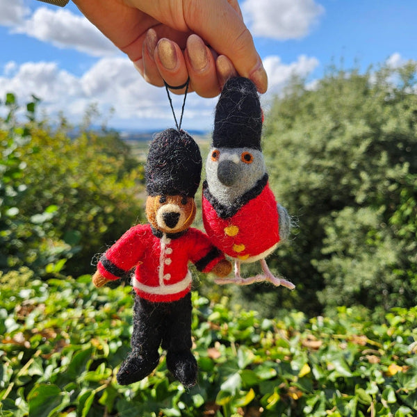 Handmade Felt Beefeater Bear London Souvenier Decoration
