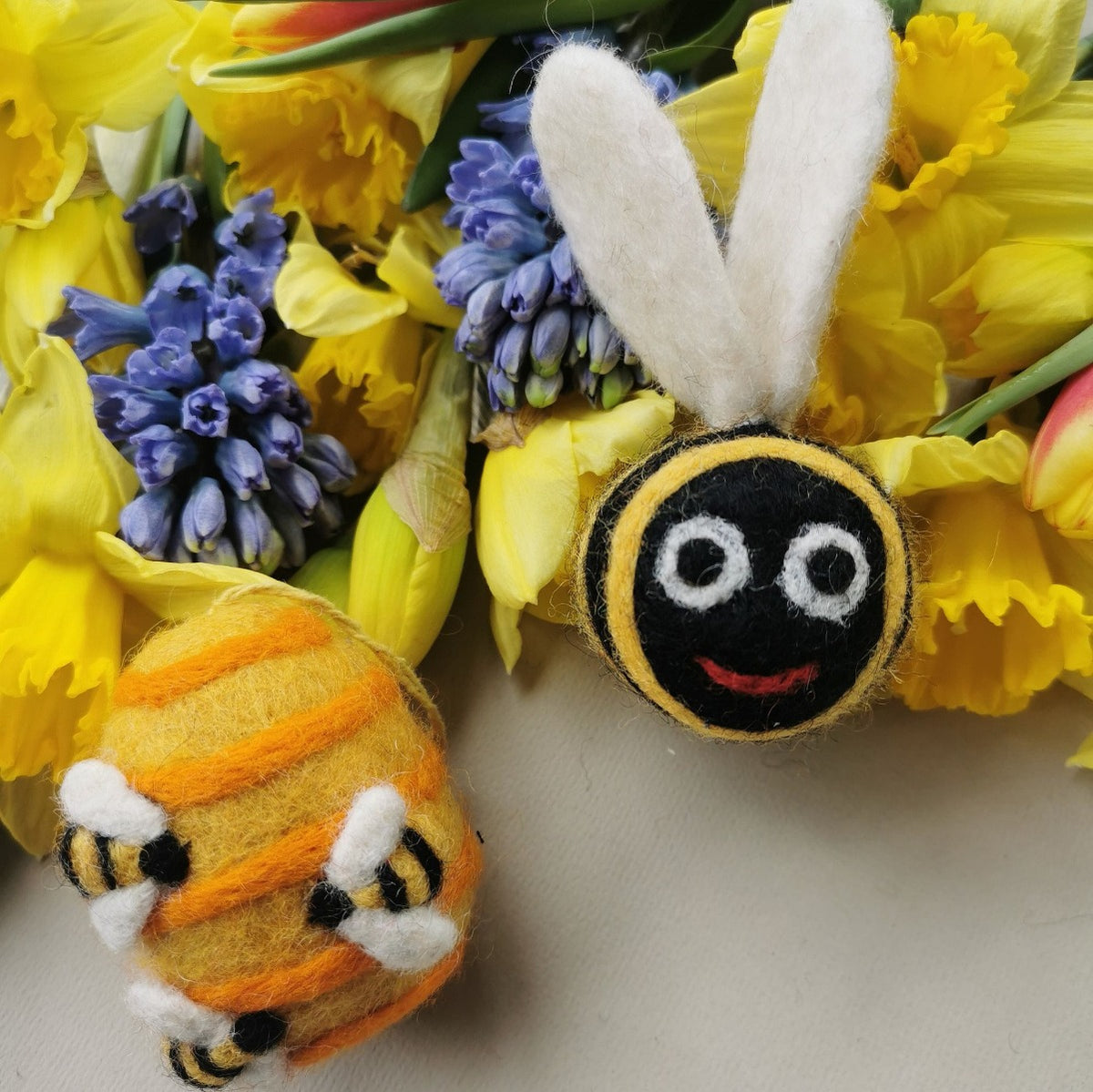 Handmade Biodegradable Big Bumblebee Hanging Needle Felt Decoration