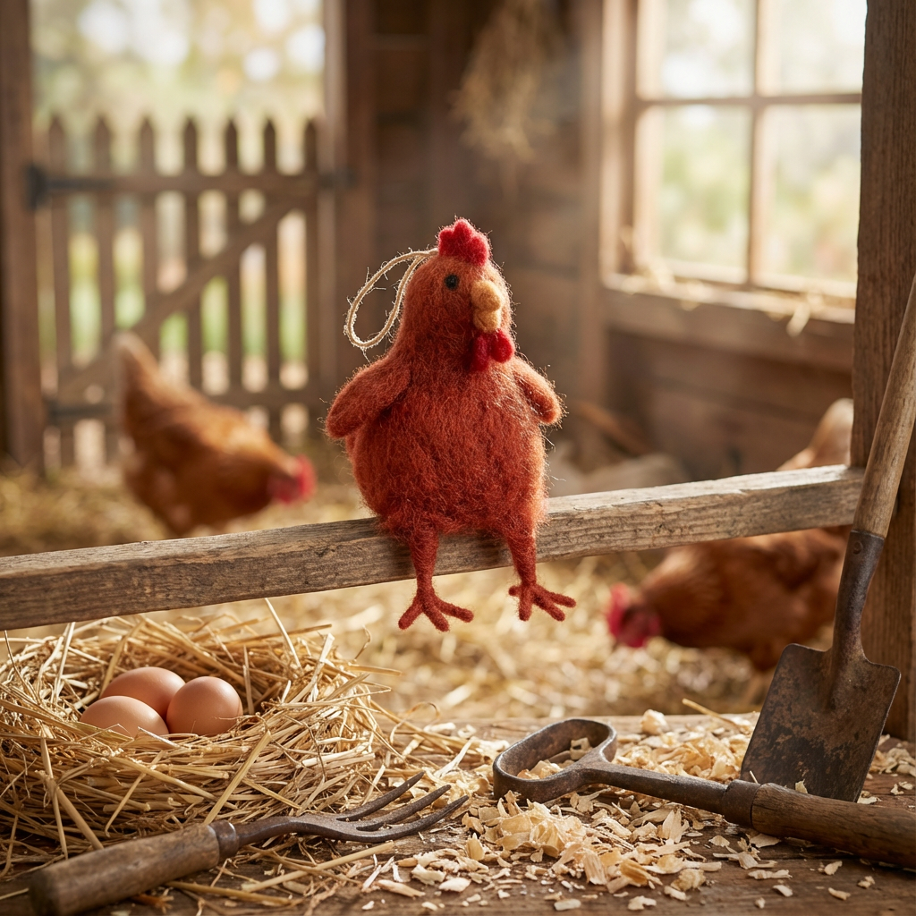 Handmade Felt Belinda the Hen Hanging Chicken Decoration