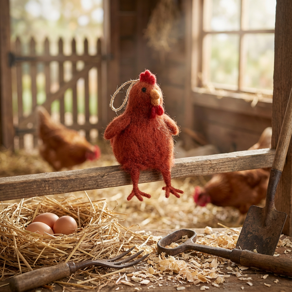 Handmade Felt Belinda the Hen Hanging Chicken Decoration