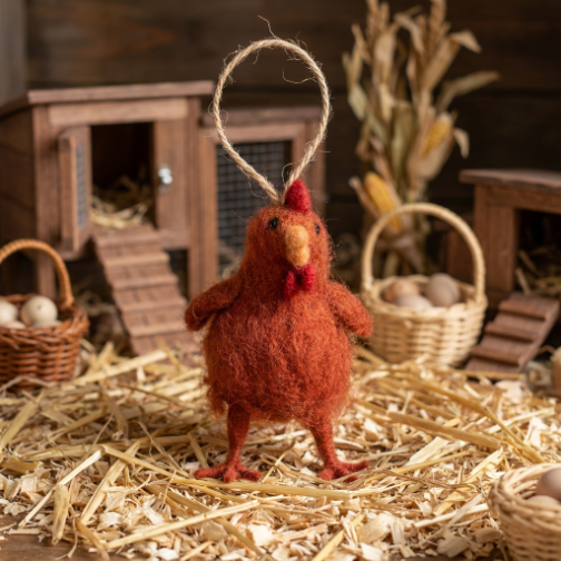 Handmade Felt Belinda the Hen Hanging Chicken Decoration
