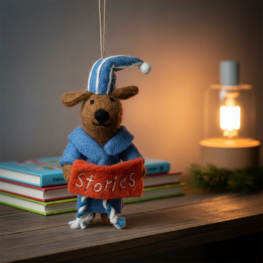 Handmade Felt Benny the Bedtime Stories Pooch Hanging Dog Decoration