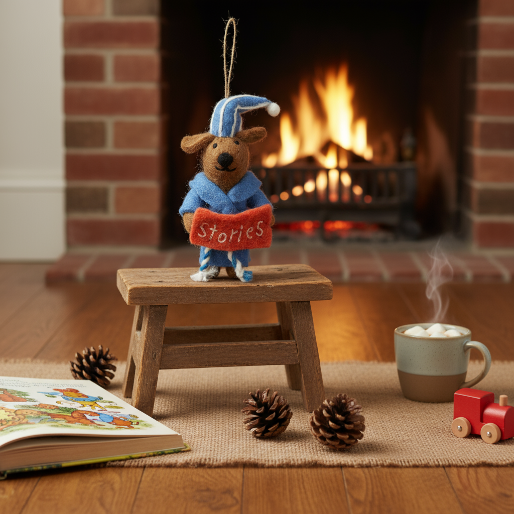 Handmade Felt Benny the Bedtime Stories Pooch Hanging Dog Decoration