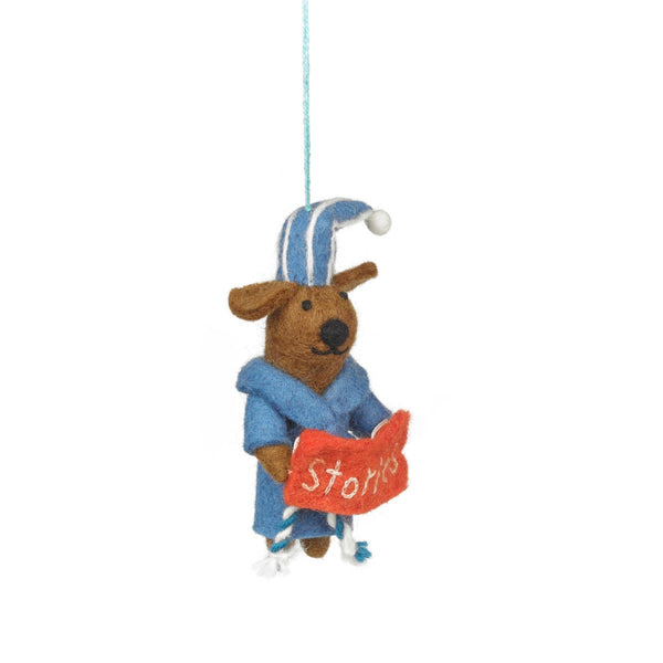 Handmade Felt Benny the Bedtime Stories Pooch Hanging Dog Decoration
