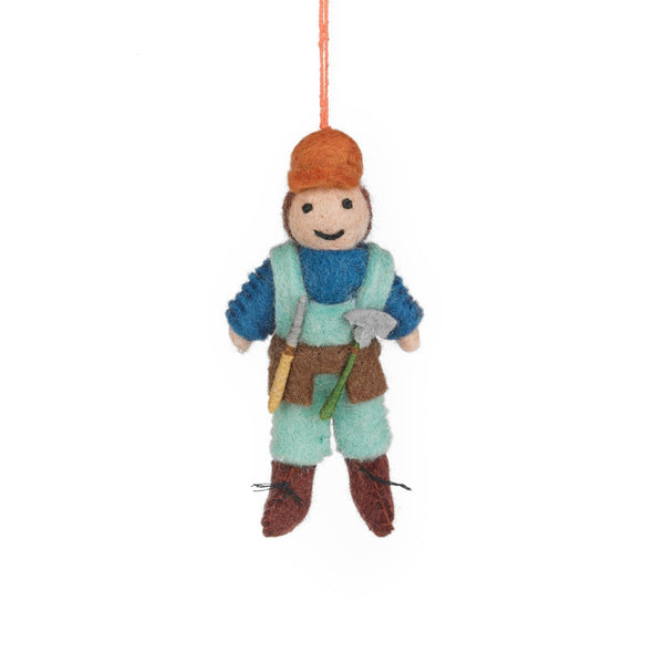 Handmade Felt Bernie the Builder Hanging Decoration