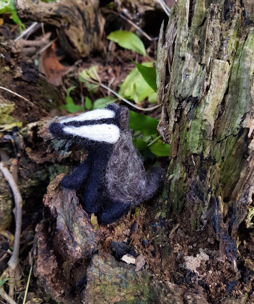 Handmade Felt Bertie Badger Hanging Biodegradable Decoration