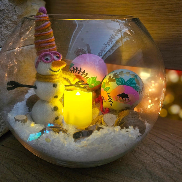 Handmade Felt Betty the Snowman Funky Snowman Hanging Decoration