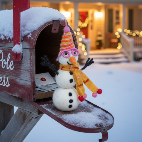 Handmade Felt Betty the Snowman Funky Snowman Hanging Decoration