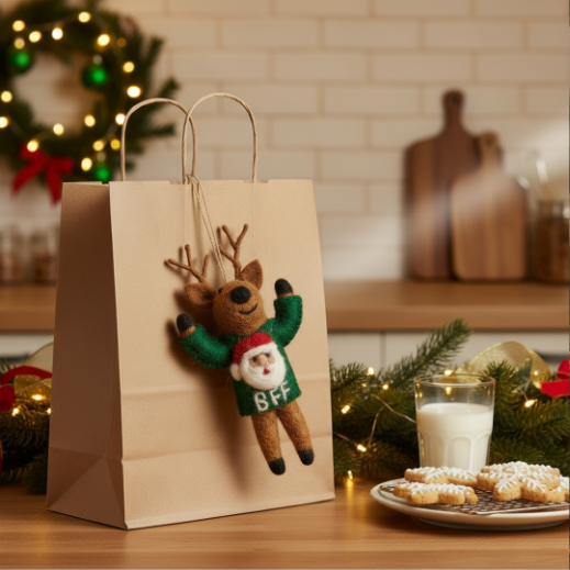 Handmade Felt BFF Reindeer Hanging Christmas Decoration