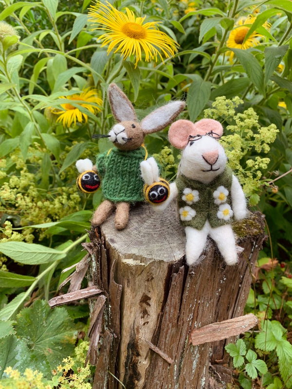 Handmade Felt Billy Bumblebee Hare Hanging Decoration