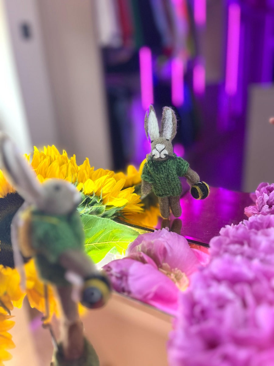Handmade Felt Billy Bumblebee Hare Hanging Decoration