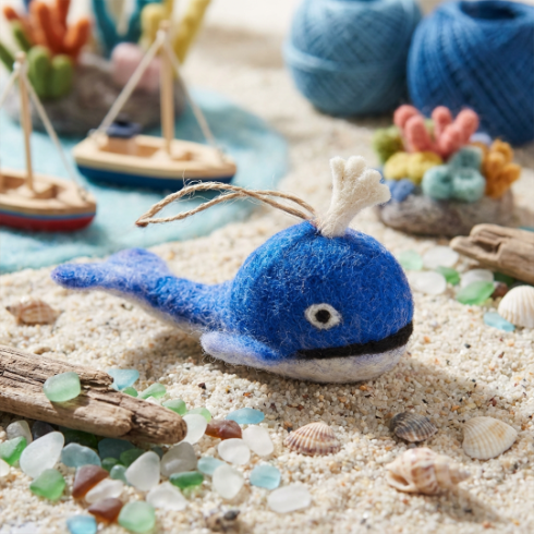 Handmade Felt Biodegradable Blue Whale Hanging Decoration