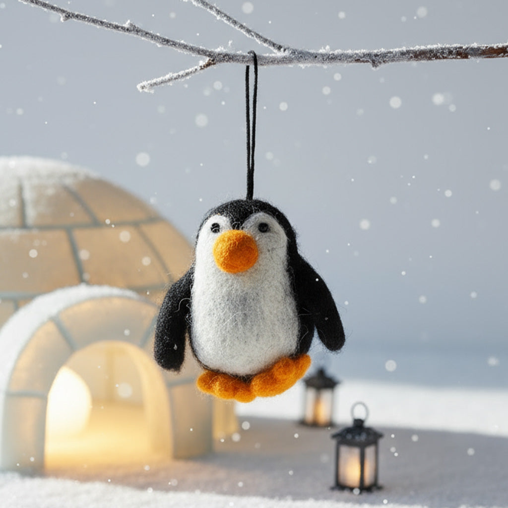 Handmade Felt Baby Penguin Hanging Decoration