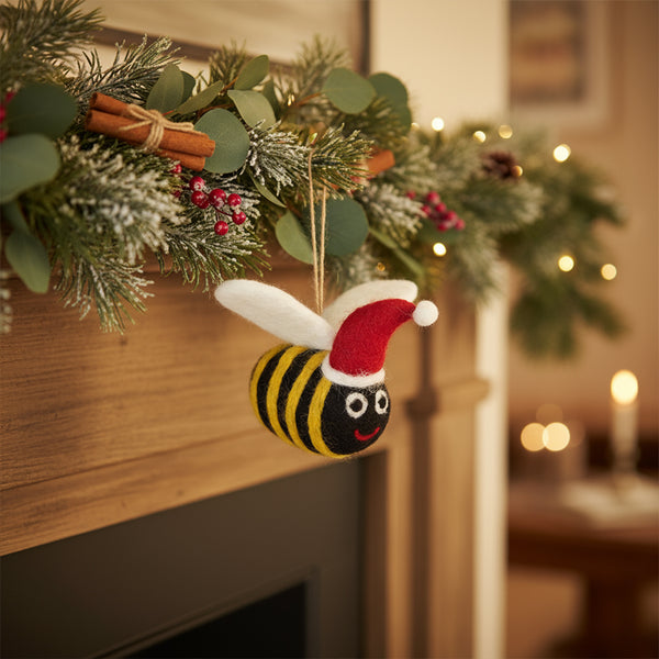 Handmade Felt Biodegradable Christmas Big Bumblebee Tree Hanging Decoration