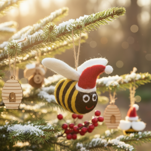 Handmade Felt Biodegradable Christmas Big Bumblebee Tree Hanging Decoration