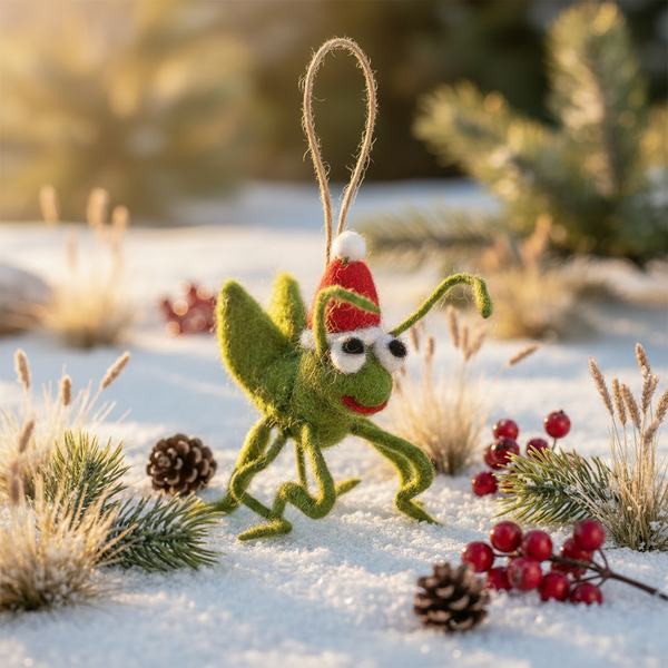Handmade Felt Biodegradable Christmas Cricket Tree Hanging Decoration