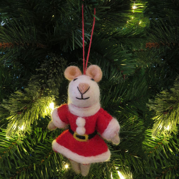 Handmade Felt Biodegradable Christmas Mrs Santa Paws Hanging Decoration