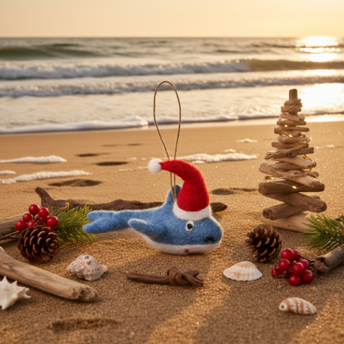 Handmade Felt Biodegradable Christmas Santa Jaws Hanging Decoration
