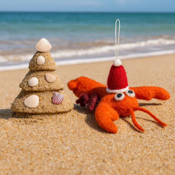 Handmade Felt Biodegradable Festive Lobster Tree Hanging Decoration