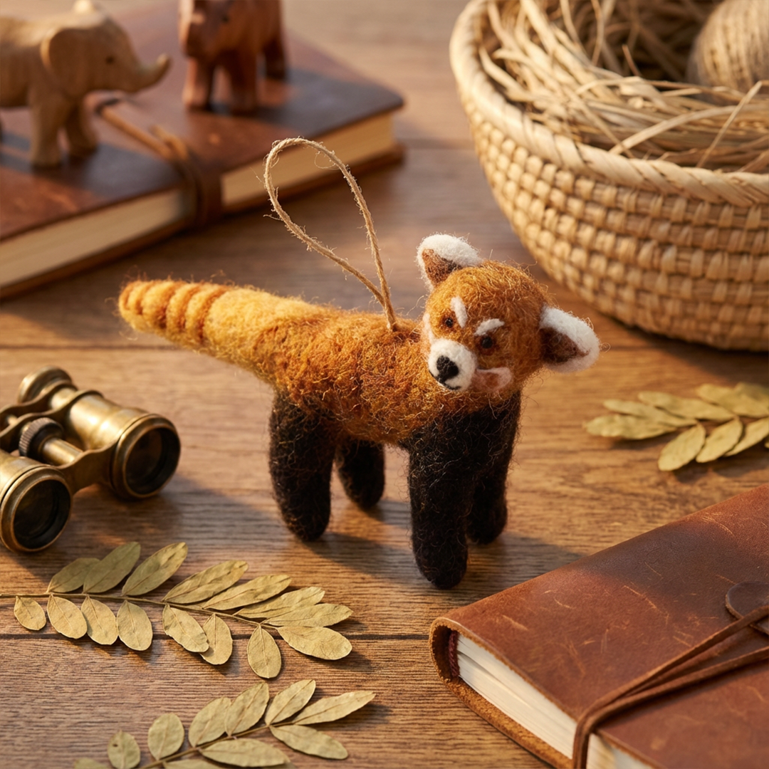 Handmade Felt Biodegradable Hanging Red Panda Safari Decoration