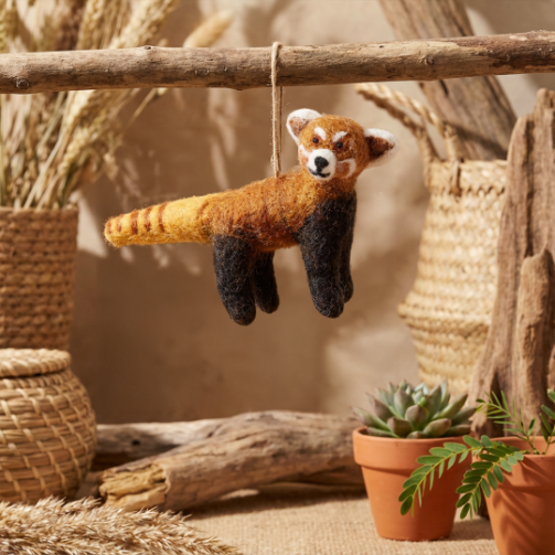 Handmade Felt Biodegradable Hanging Red Panda Safari Decoration