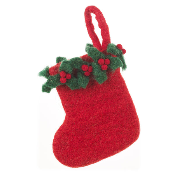 Handmade Felt Biodegradable Mini Christmas Stocking Hanging Decoration
