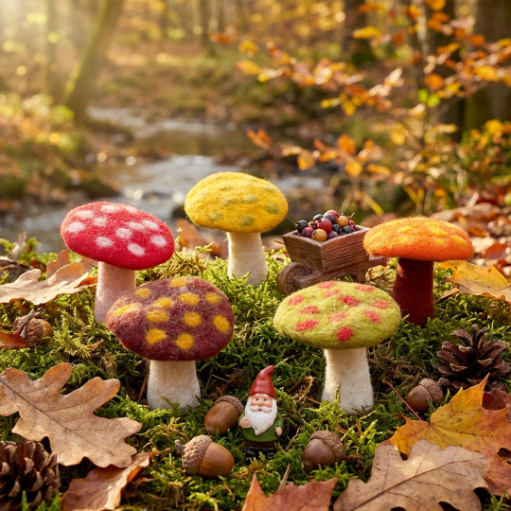 Handmade Felt Biodegradable Toadstool Decoration