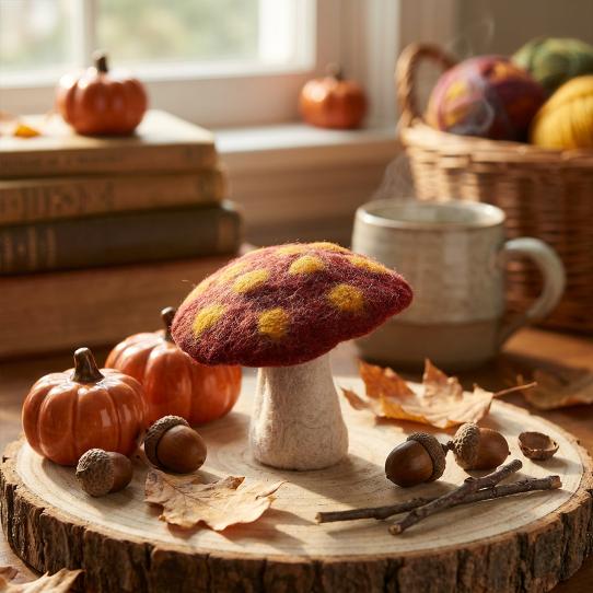 Handmade Felt Biodegradable Toadstool Decoration