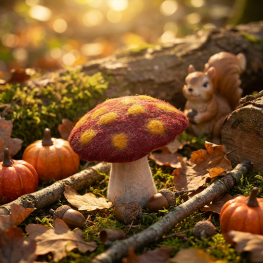 Handmade Felt Biodegradable Toadstool Decoration