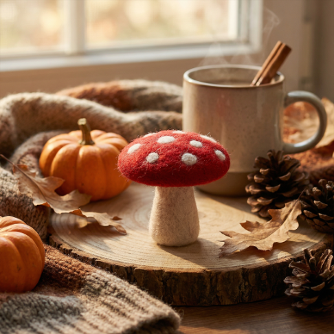 Handmade Felt Biodegradable Toadstool Decoration