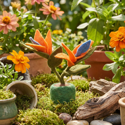 Handmade Felt Bird of Paradise Standing Plant Decoration