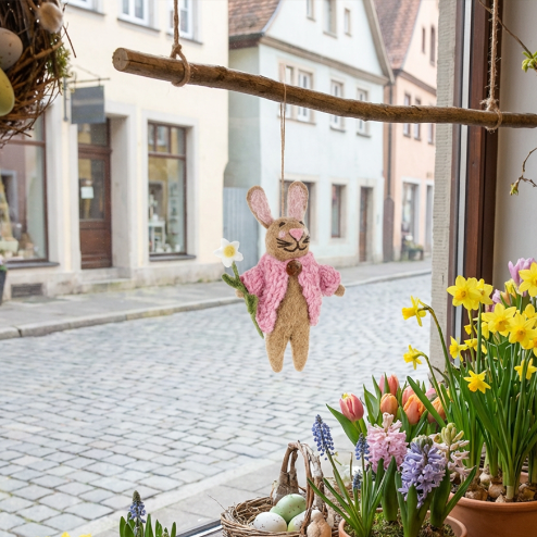 Handmade Felt Blossom the Bunny Easter Hanging Decoration