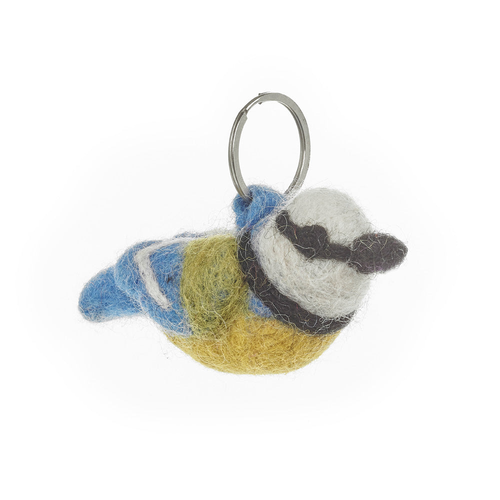 Handmade Felt Fairtrade Blue Tit  Keyring
