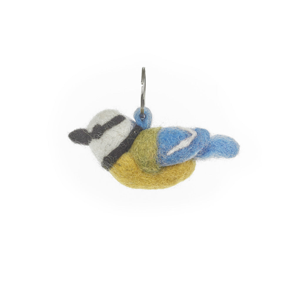 Handmade Felt Fairtrade Blue Tit  Keyring