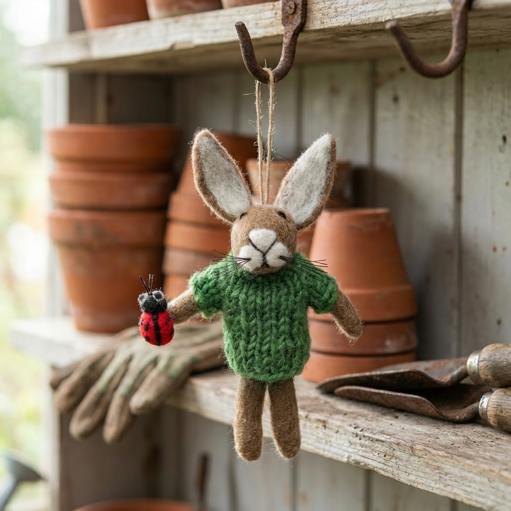 Handmade Felt Bobby Ladybird Hare Decoration