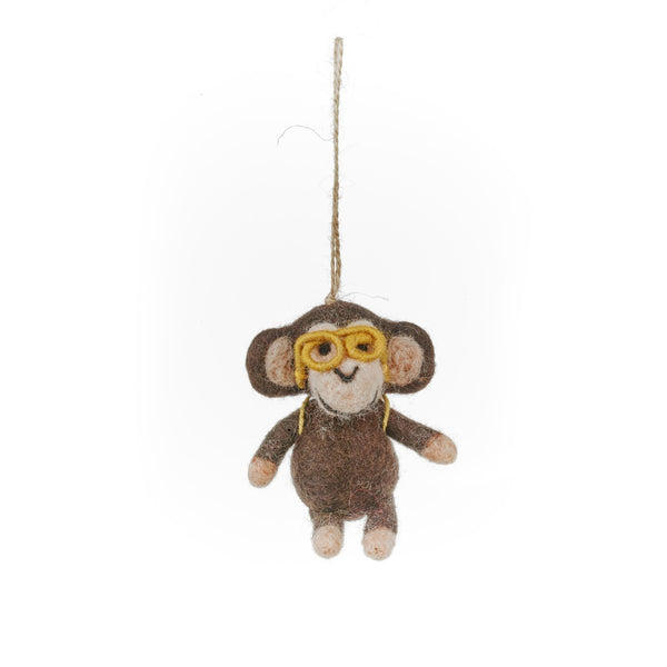 Handmade Felt Bongo the Monkey Safari Hanging Decoration