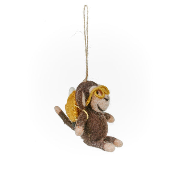 Handmade Felt Bongo the Monkey Safari Hanging Decoration