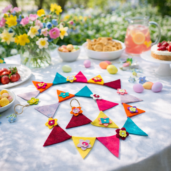 Handmade Felt Bright Blooms Bunting 200cm Garland Home Decoration