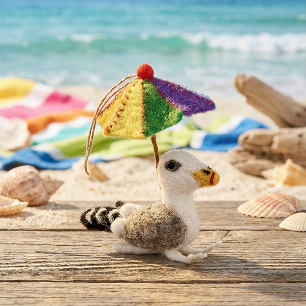 Handmade Felt British Summer Seagull Hanging Decoration