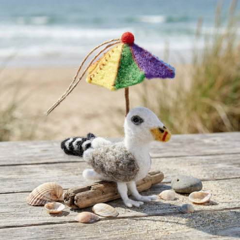 Handmade Felt British Summer Seagull Hanging Decoration