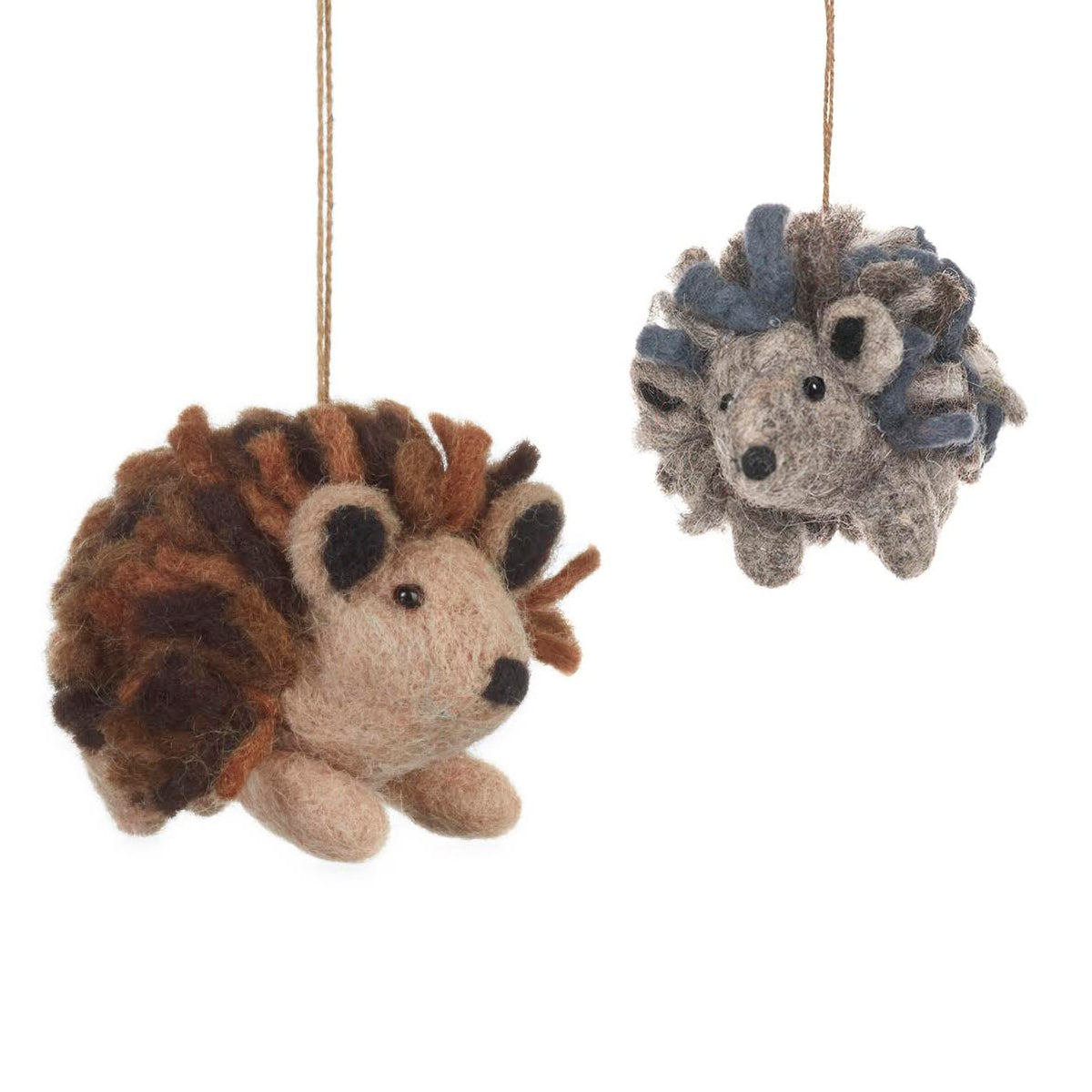 Handmade Felt Brown Hedgehog Hanging Biodegradable Decoration