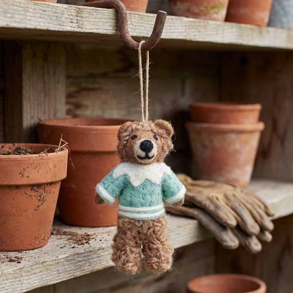 Handmade Felt Bruce the Bear Hanging Decoration