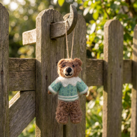 Handmade Felt Bruce the Bear Hanging Decoration