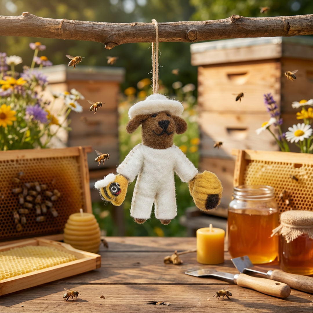 Handmade Felt Bumble the Bee Keeper Hanging Decoration