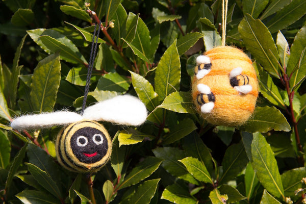 Handmade Hanging Busy Beehive Felt Biodegradable Decoration