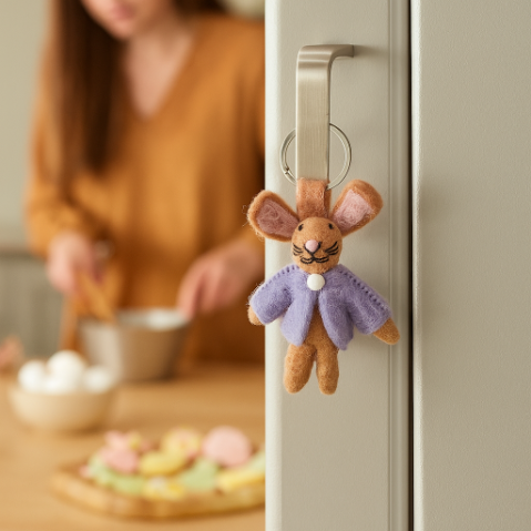 Handmade Felt Bunny Keyring