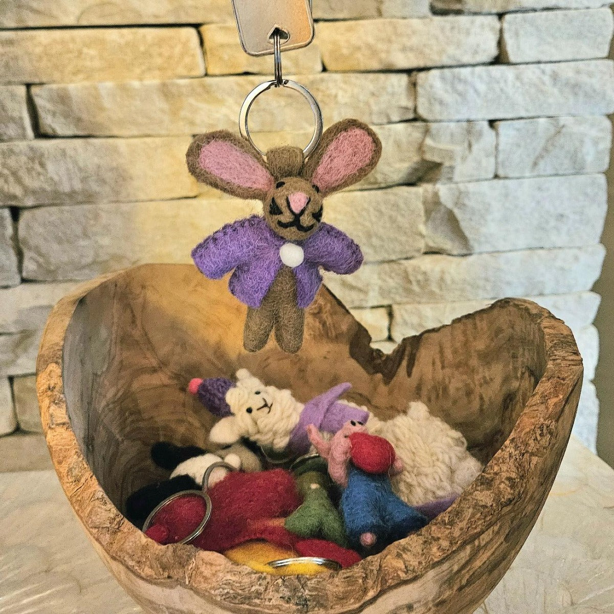 Handmade Felt Bunny Keyring