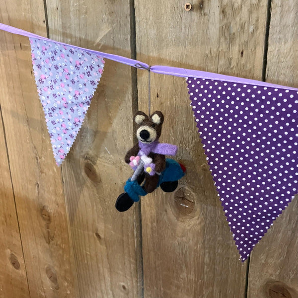 Handmade Felt Buttercup the Bear Hanging Decoration